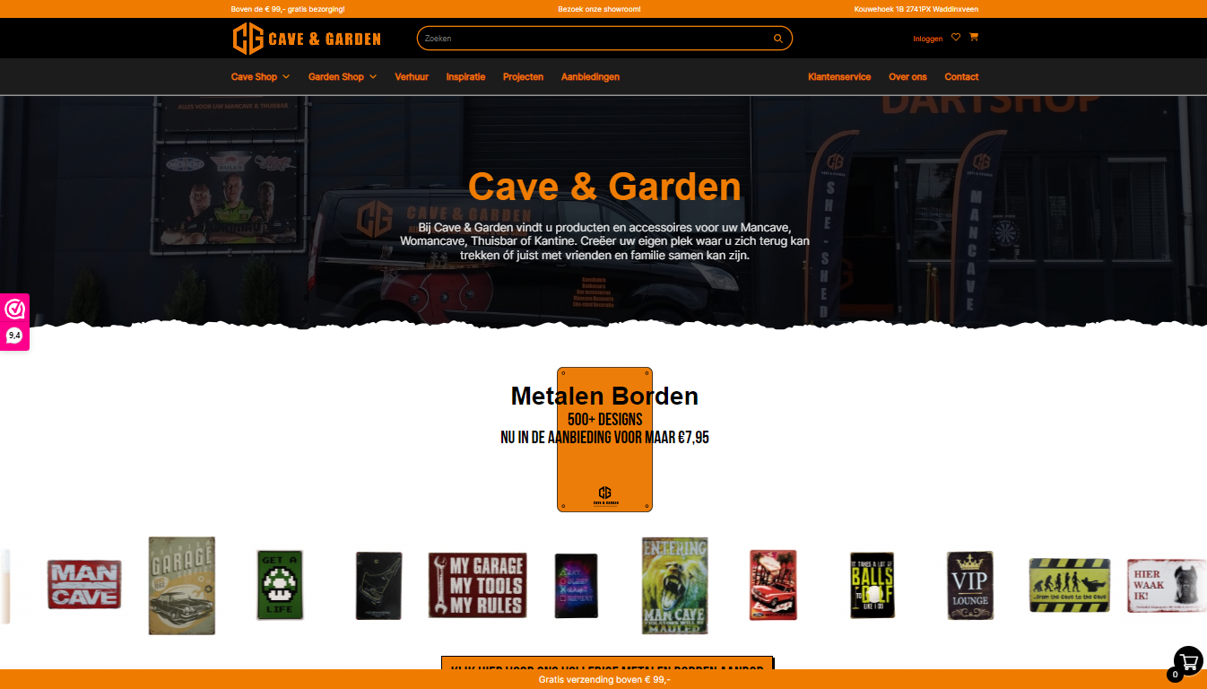 Cave and Garden website screenshot